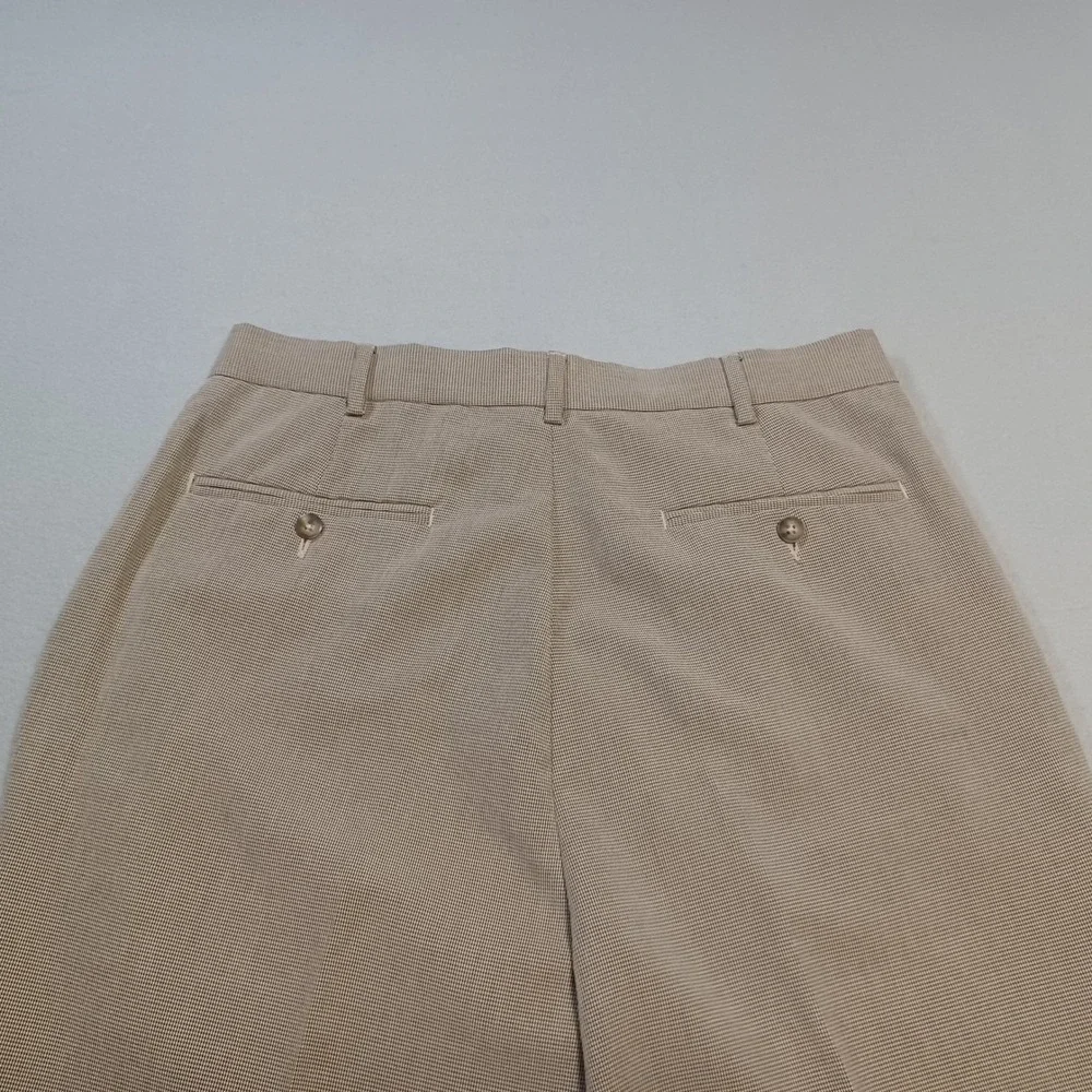 Ivy Crew Classics Mens 32x30 Tan Pleated Micro Check Cuffed Dress Pants Trousers